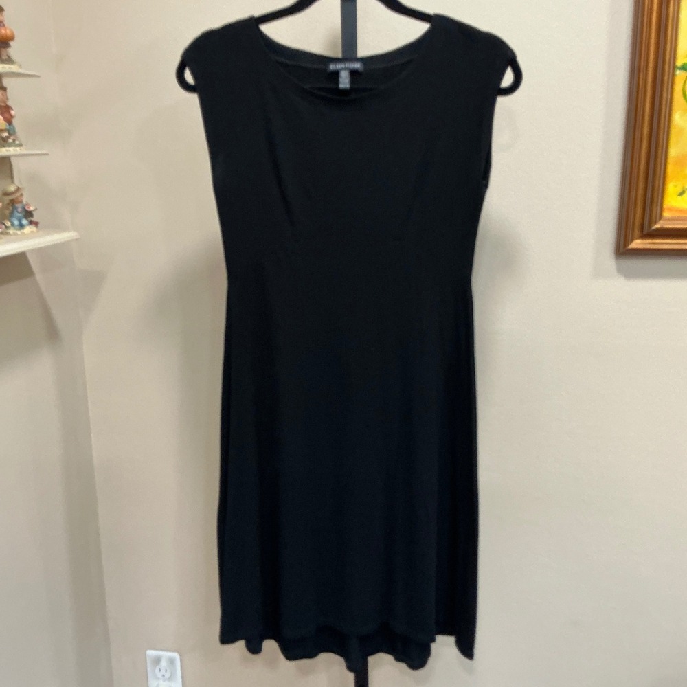 Eileen Fisher Dress XXS Black Sleeveless Empire Waist Viscose Stretch A-Line